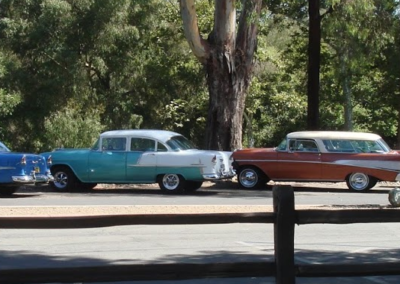 Several classic Chevy Bel Air models lined up.
