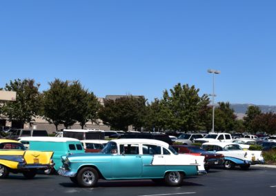 Classic Chevy's lined up to get gas at Costco in Pismo Beach.