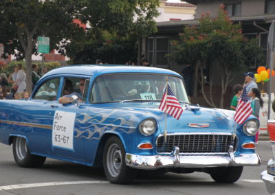 Classic Chevy painted with flames during the 2016 Petaluma Vets Parade.